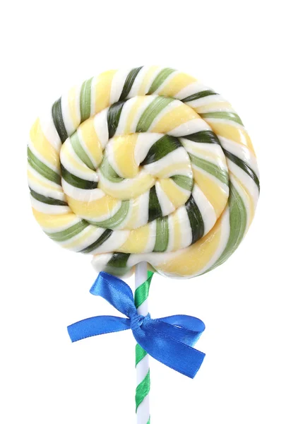 Färgglada lollipop med rosett isolerad på vit — Stockfoto