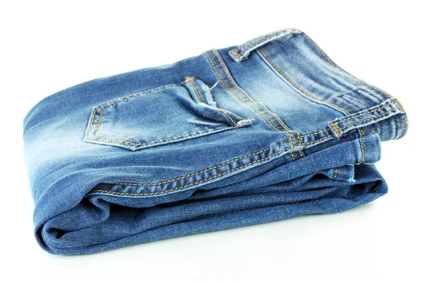 Niebieskie dżinsy odizolowane na biało — Zdjęcie stockowe