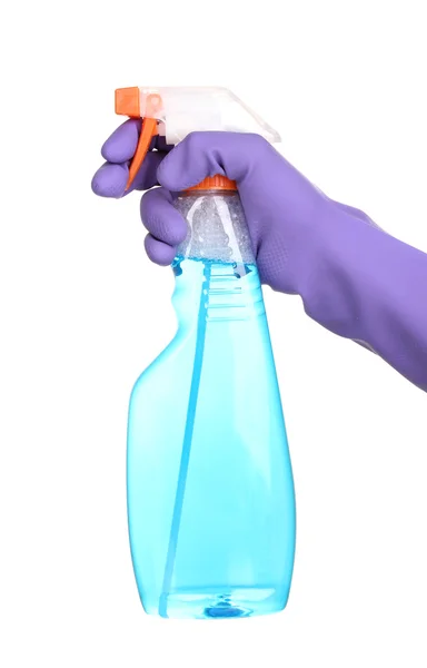 Tisztító spray a kezében elszigetelt fehér — Stock Fotó