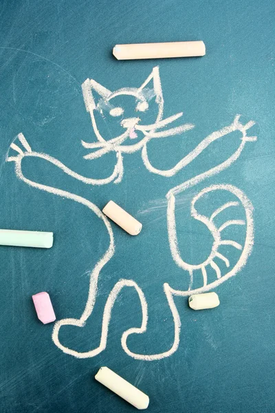 Chat, dessin d'enfant à la craie — Photo
