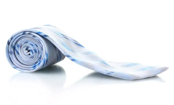 Cravatta blu laminato isolato su bianco — Foto Stock