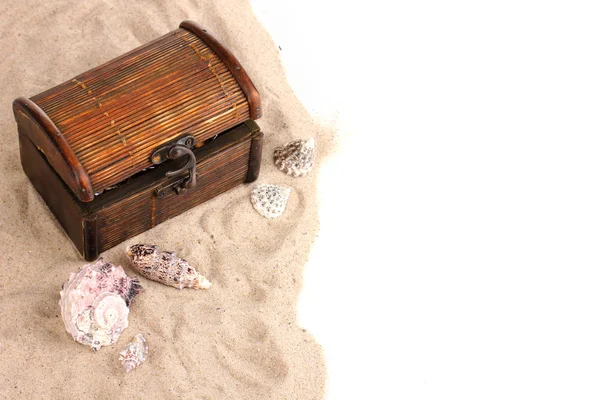 胸や砂の上の貝殻 — ストック写真