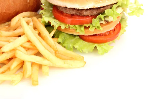 Fast food close-up isolé sur blanc — Photo