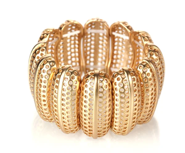 Beautiful golden bracelet isolated on white — Stock Photo, Image