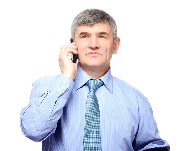 Businessman on the phone against isolated on white — Stock Photo, Image