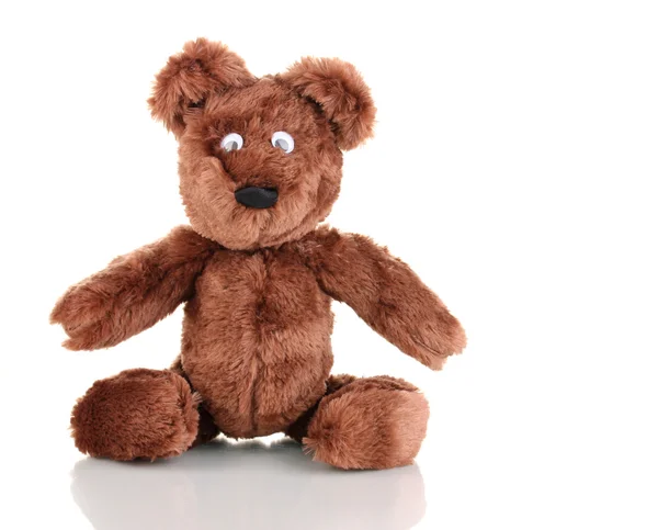Сидящая игрушка медведя изолирована на белом Лицензионные Стоковые Изображения