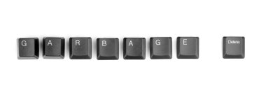 izole üzerinde beyaz çöp söyleyerek klavye anahtar taşı Sil