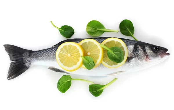 Limon ve beyaz izole maydanoz taze balık — Stok fotoğraf
