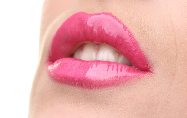 Beautiful make up of glamour pink gloss lips — Stock Photo, Image