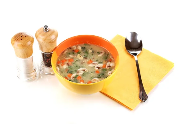 Вкусный суп на белом — стоковое фото