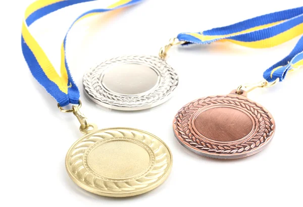 Três medalhas isoladas em branco — Fotografia de Stock