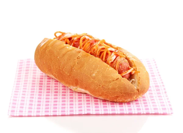 Appetizing hot dog isolated on white — Stock Photo, Image