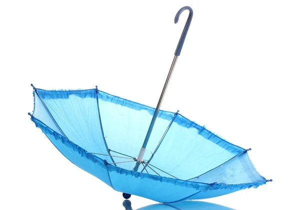 Modrý deštník izolovaných na bílém — Stock fotografie