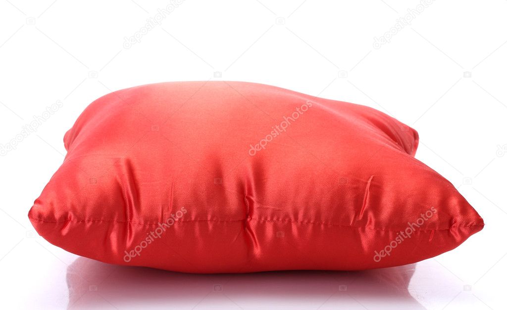  Bantal  terang merah  diisolasi pada warna  putih  Stok Foto 