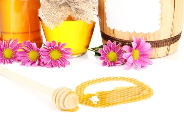 Honeycomb and honey isolated on white — Stock Photo, Image