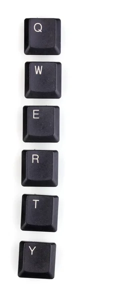 说 qwerty 孤立上白色的键盘键 — 图库照片