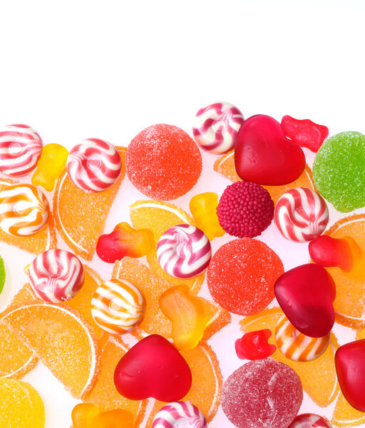 Colorful jelly candies isolated on white