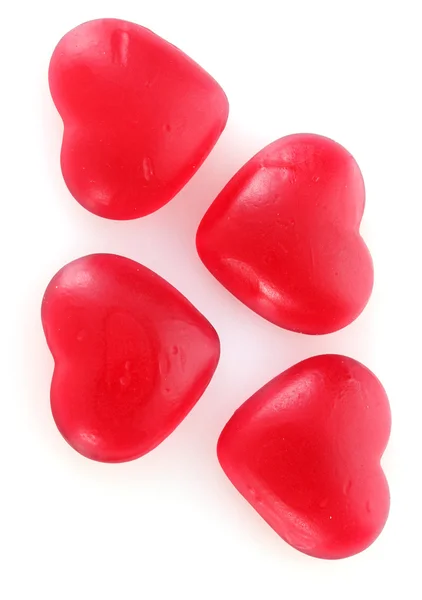 Κόκκινη καραμέλα καρδιές που απομονώνονται σε λευκό — Φωτογραφία Αρχείου