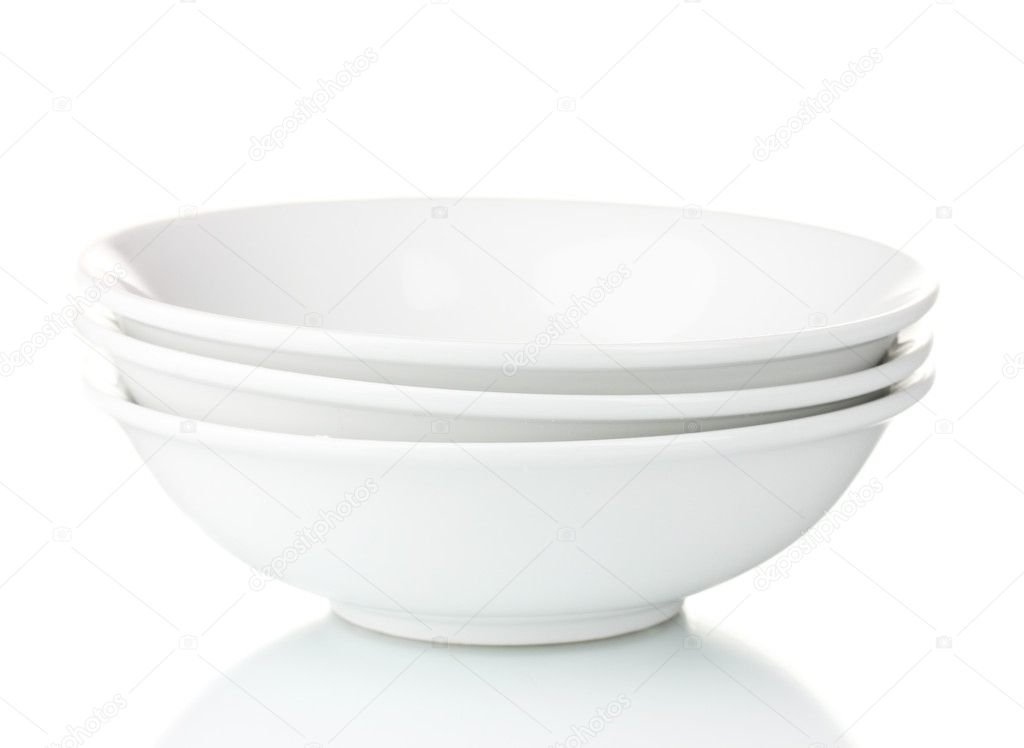 Empty bowls isolated on white