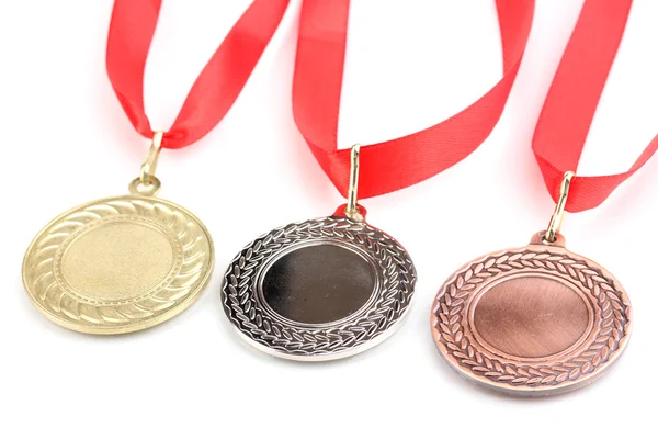 Drie medailles geïsoleerd op wit — Stockfoto