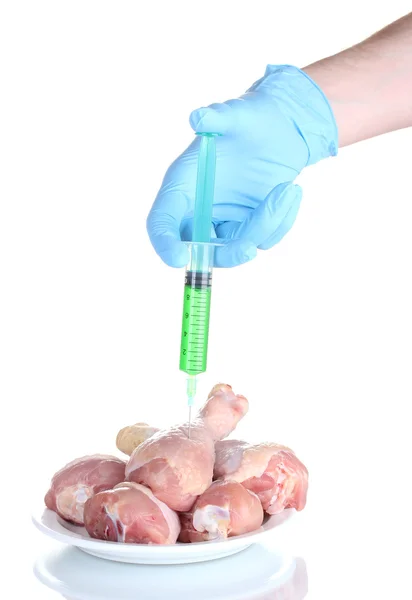Injektion av genetiskt modifierade organismer i köttet — Stockfoto
