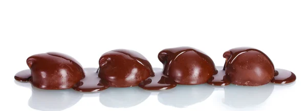 ? hocolate cookie-k öntött elszigetelt fehér csokoládé — Stock Fotó