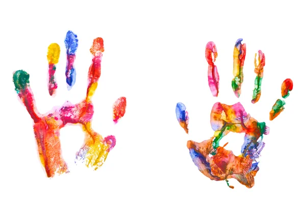 Color hand prints isolated on white — Stock Photo, Image