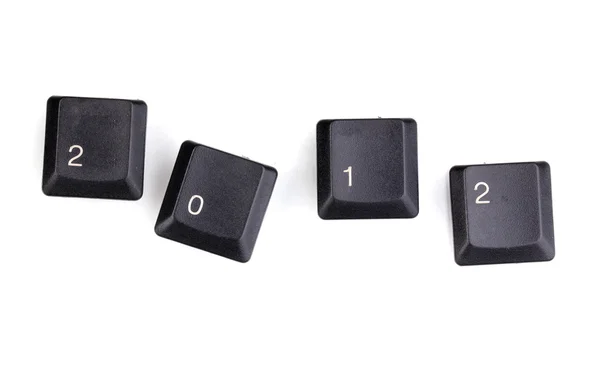 Toetsenbordtoetsen zeggen 2012 geïsoleerd op wit — Stockfoto