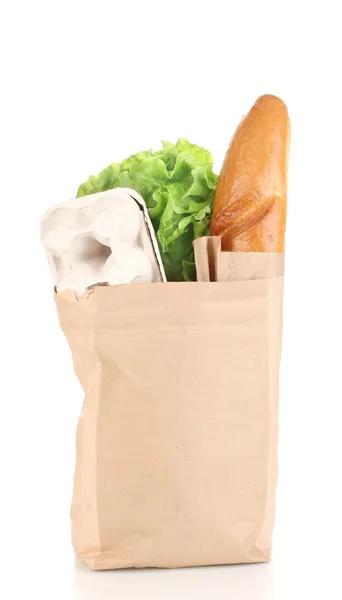 纸袋装食物上白色隔离 — 图库照片