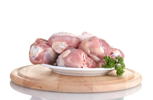 Palitos de pollo crudos aislados en blanco —  Fotos de Stock