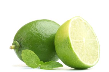 Fresh lime with mint isolated on white clipart