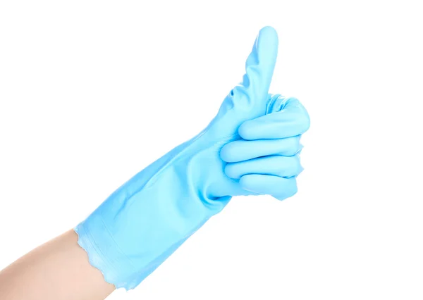 Temizlik eldiveni üzerinde beyaz izole renkli el — Stok fotoğraf