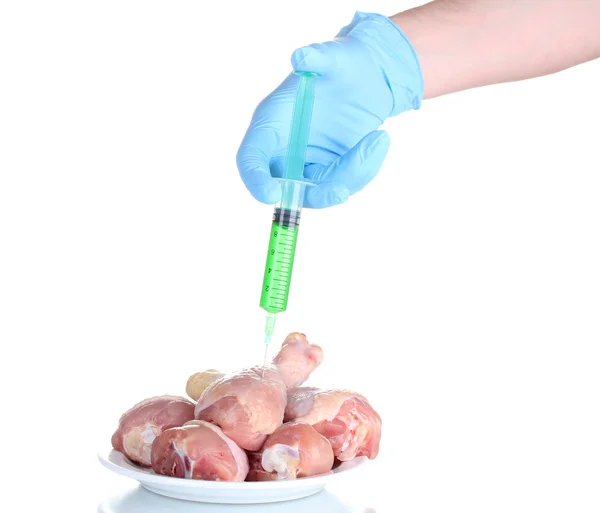 Injektion av genetiskt modifierade organismer i köttet — Stockfoto