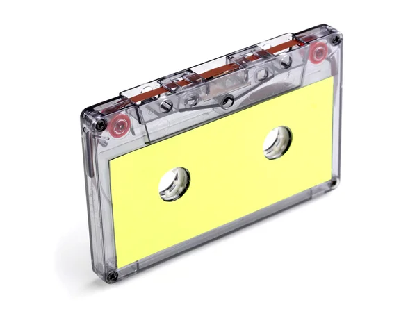 Cassette de audio con etiqueta de color aislado en blanco — Foto de Stock