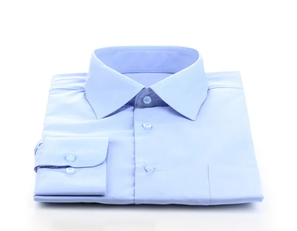Nieuwe blauwe man shirt geïsoleerd op wit — Stockfoto