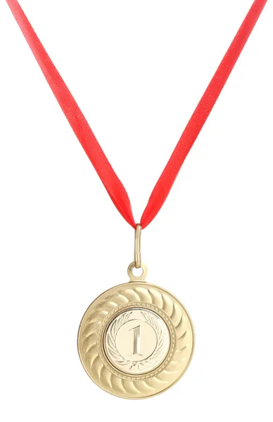 Χρυσό μετάλλιο που απομονώνονται σε λευκό — Φωτογραφία Αρχείου