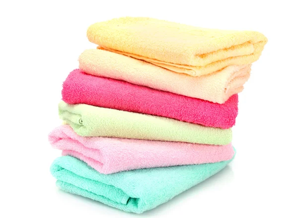 Colorful towels isolated on white — Stock Photo, Image