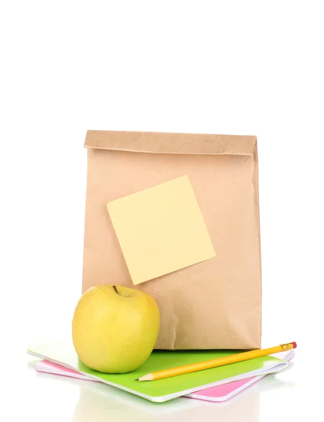 Almoço escolar isolado em branco — Fotografia de Stock