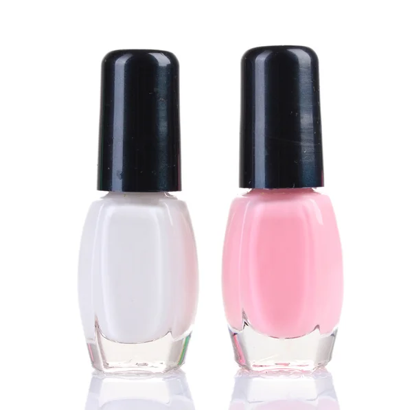 Two bottles of nail polish isolated on white — Stock Photo, Image