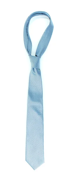Blå slips på trä galge isolerad på vit — Stockfoto
