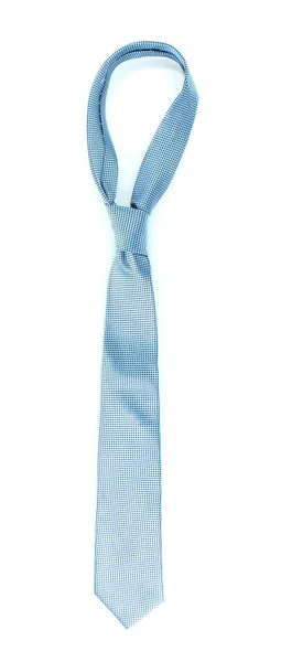 Blue tie on wooden hanger isolated on white — Stock Photo, Image