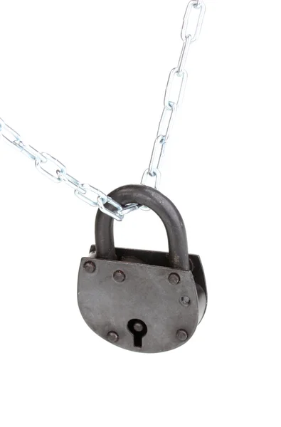 A Chain And Lock On A Black Surface Stock Photo, Picture and Royalty Free  Image. Image 206610255.