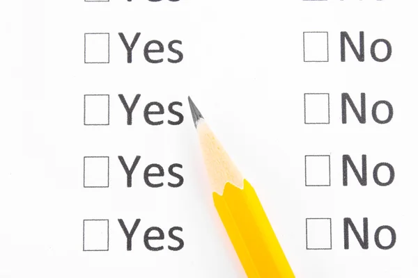 Ja oder Nein Checkliste Nahaufnahme — Stockfoto