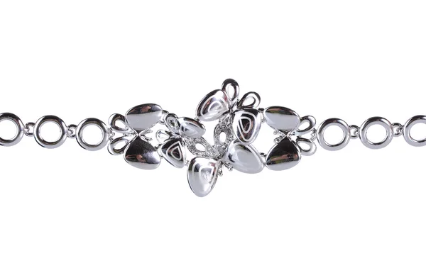 Beau bracelet en argent avec pierres précieuses isolées sur blanc — Photo