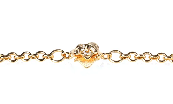 Vackert gyllene armband med ädelstenar isolerade på vitt — Stockfoto