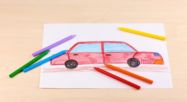 Children's drawing of red car Stock Photo by ©belchonock 11071238