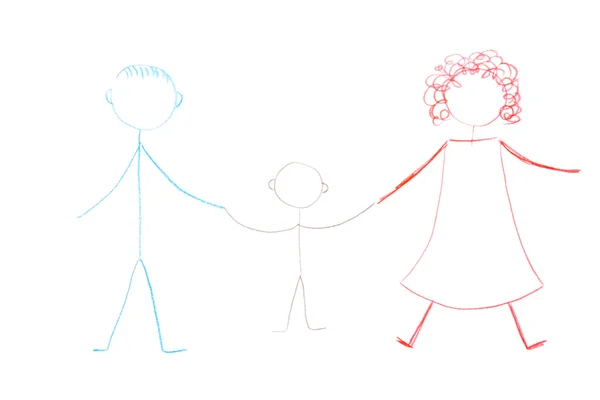 Kinder tekening van familie — Stockfoto