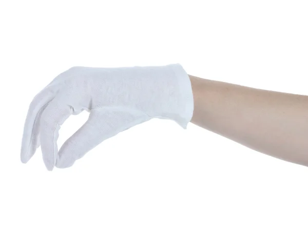 Перчатка на руке, изолированная на белом — стоковое фото