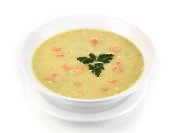Leckere Suppe isoliert auf weiß — Stockfoto