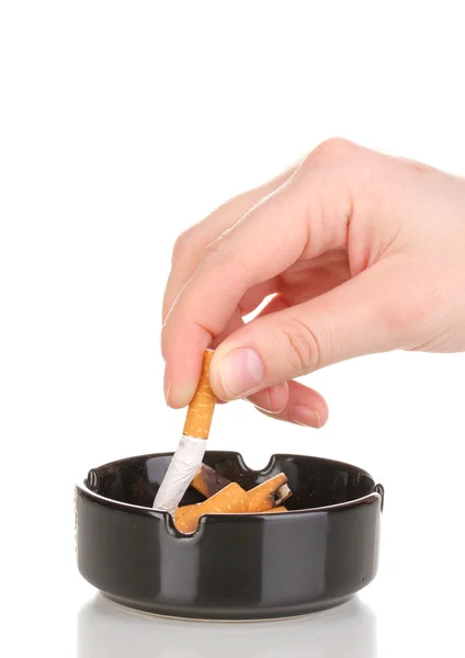 Putting out cigarette butt isolateed on white — Stock Photo, Image